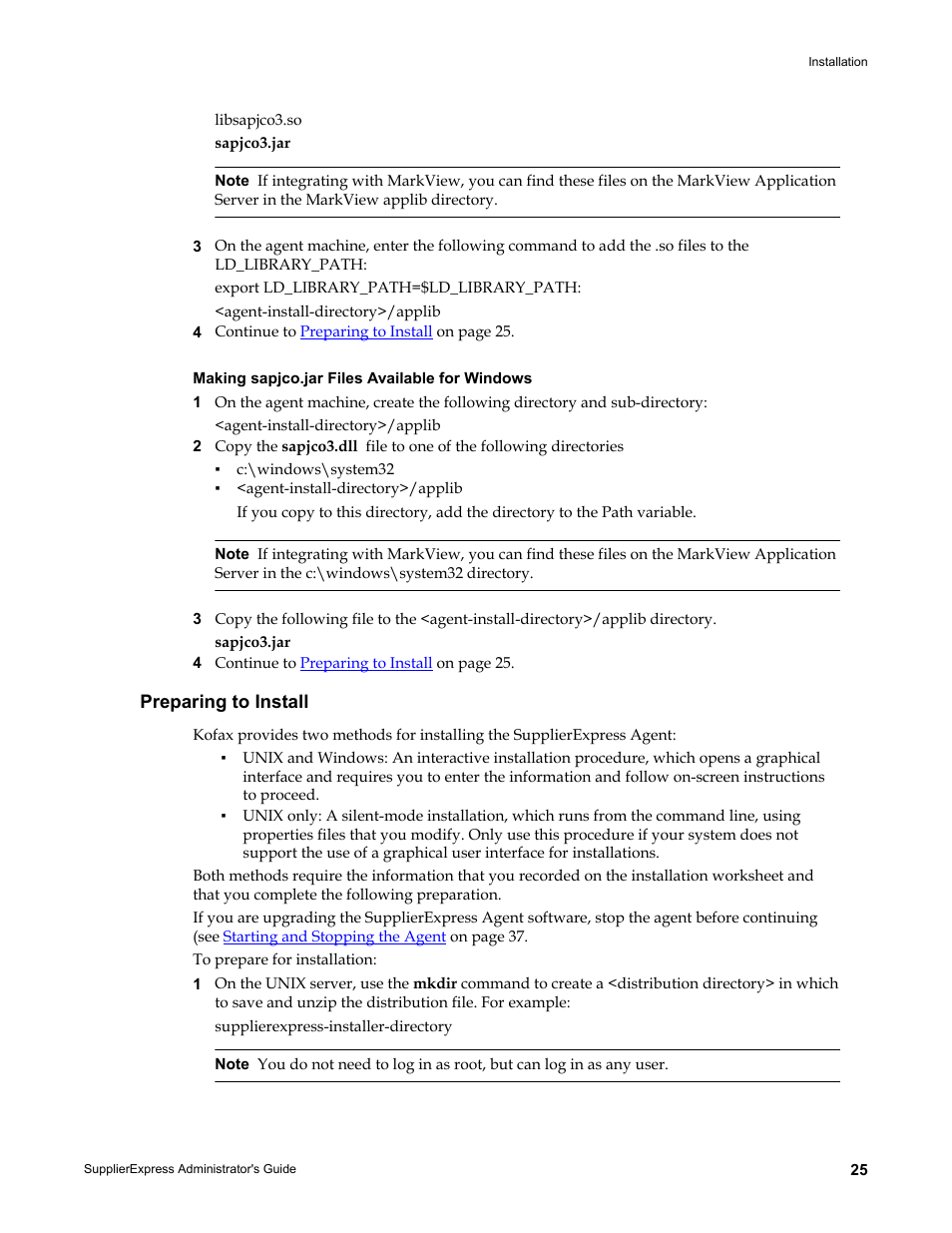 Making sapjco.jar files available for windows, Preparing to install | Kofax SupplierExpress User Manual | Page 25 / 80