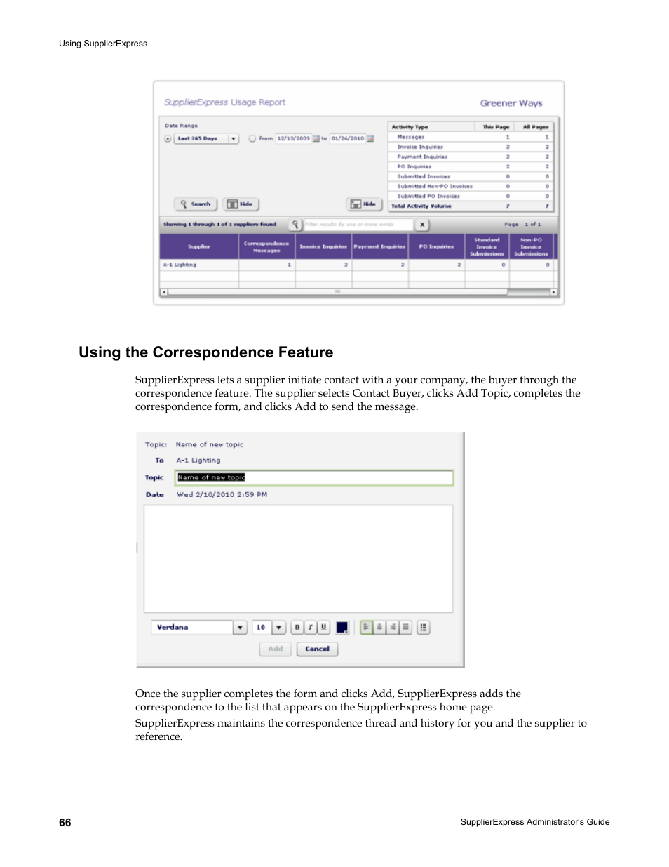 Using the correspondence feature | Kofax SupplierExpress User Manual | Page 66 / 80
