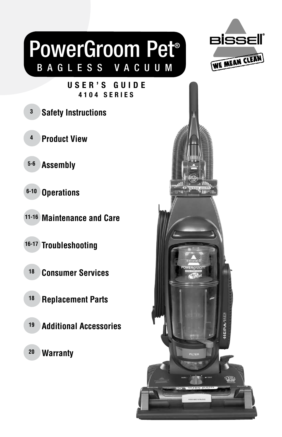 Bissell 4104SERIES User Manual | 20 pages