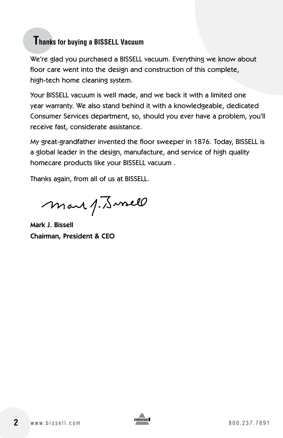 Bissell 4104SERIES User Manual | Page 2 / 20