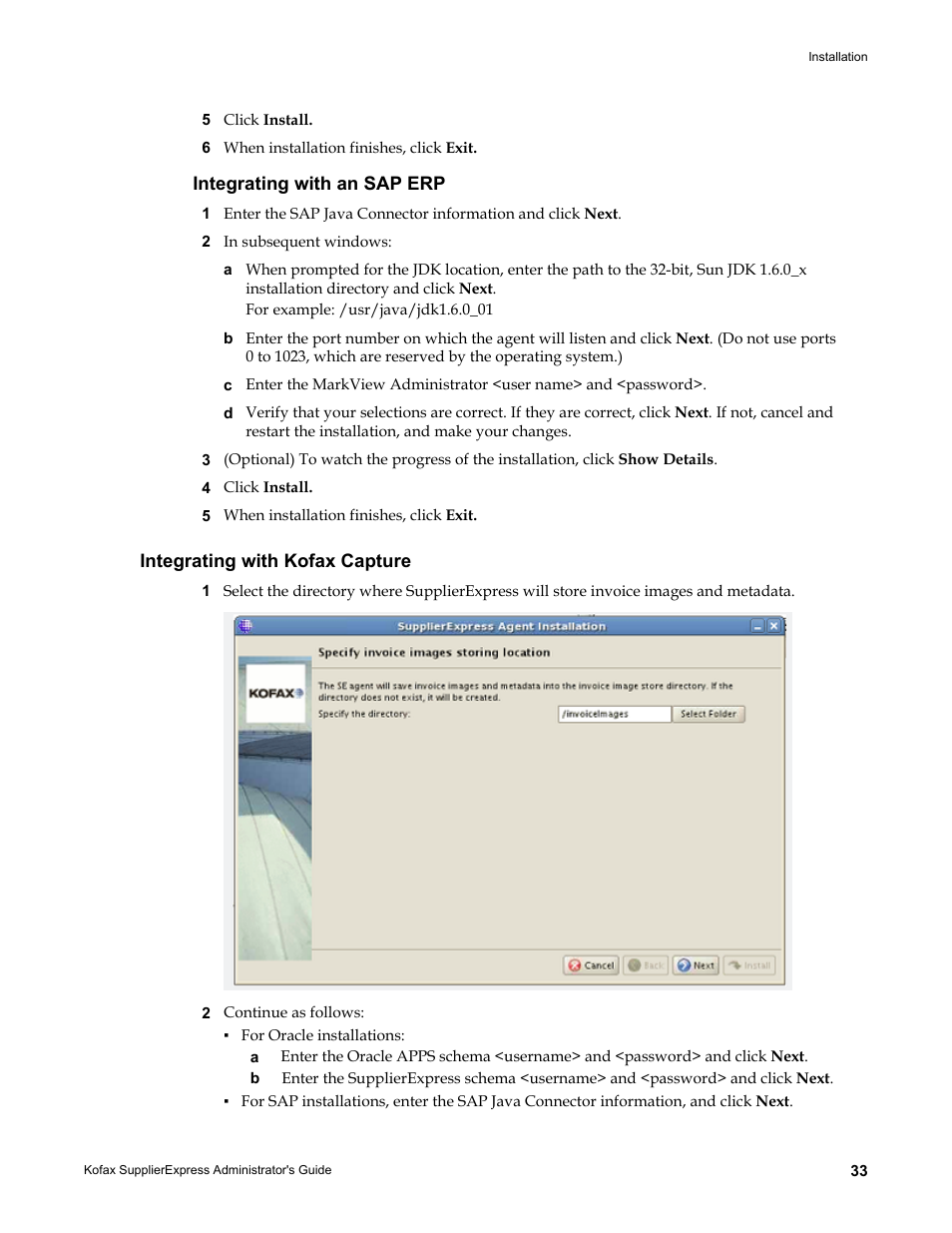 Integrating with an sap erp, Integrating with kofax capture | Kofax SupplierExpress User Manual | Page 33 / 94