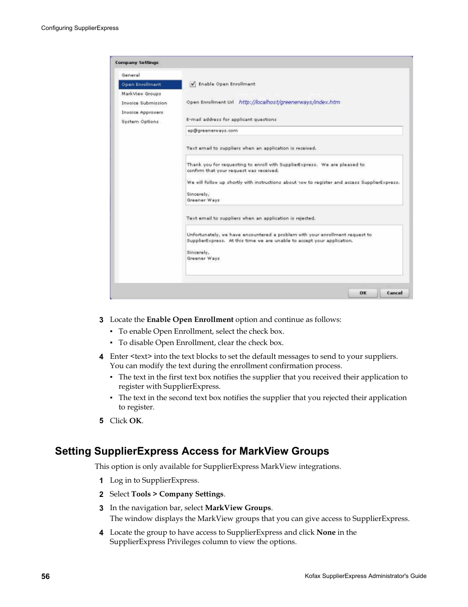 Setting supplierexpress access for markview groups | Kofax SupplierExpress User Manual | Page 56 / 94