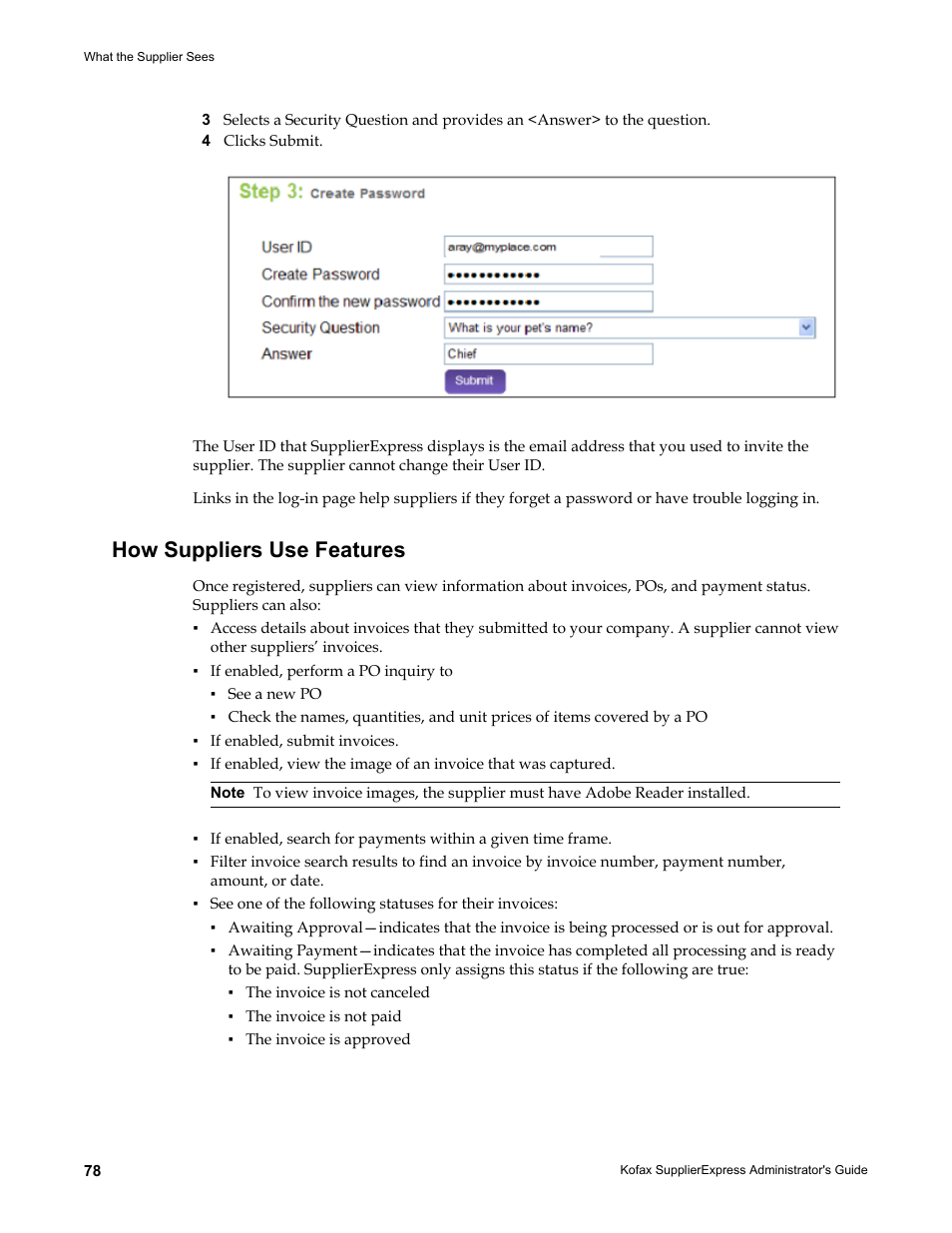 How suppliers use features | Kofax SupplierExpress User Manual | Page 78 / 94