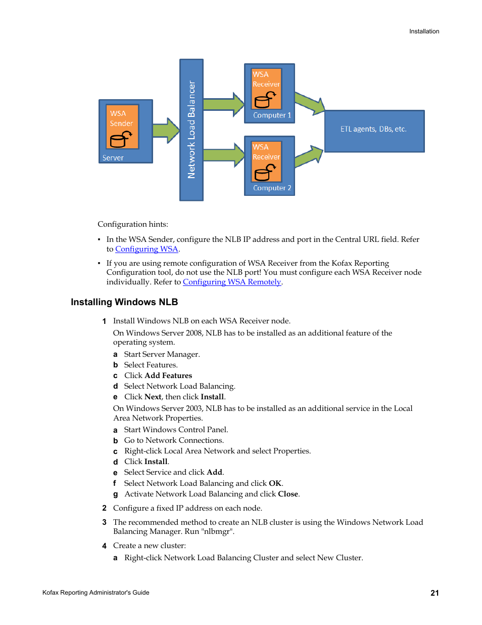 Installing windows nlb | Kofax Capture User Manual | Page 21 / 44