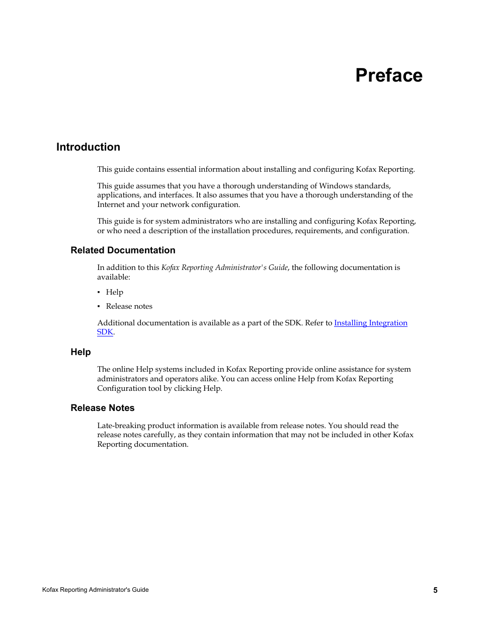 Preface, Introduction, Related documentation | Help, Release notes | Kofax Capture User Manual | Page 5 / 44
