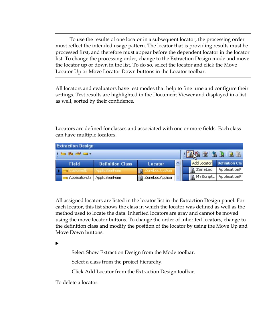 Managing locators | Kofax Getting Started with Ascent Xtrata Pro User Manual | Page 140 / 623