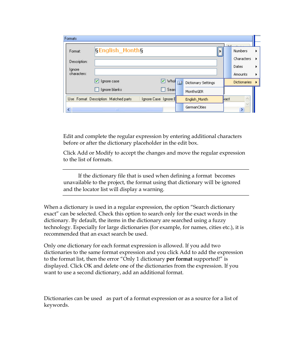 Dictionaries as keywords | Kofax Getting Started with Ascent Xtrata Pro User Manual | Page 191 / 623