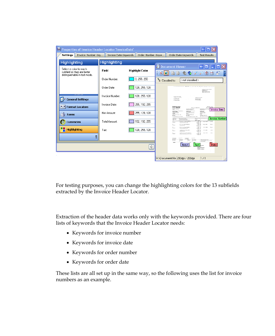 Highlighting, Keywords | Kofax Getting Started with Ascent Xtrata Pro User Manual | Page 200 / 623