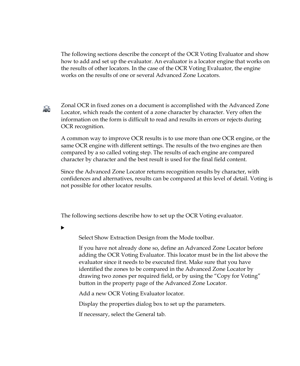 Ocr voting evaluator, Concept, Properties | Kofax Getting Started with Ascent Xtrata Pro User Manual | Page 202 / 623