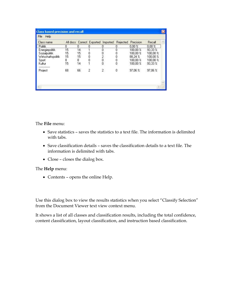 Classification results dialog box | Kofax Getting Started with Ascent Xtrata Pro User Manual | Page 315 / 623