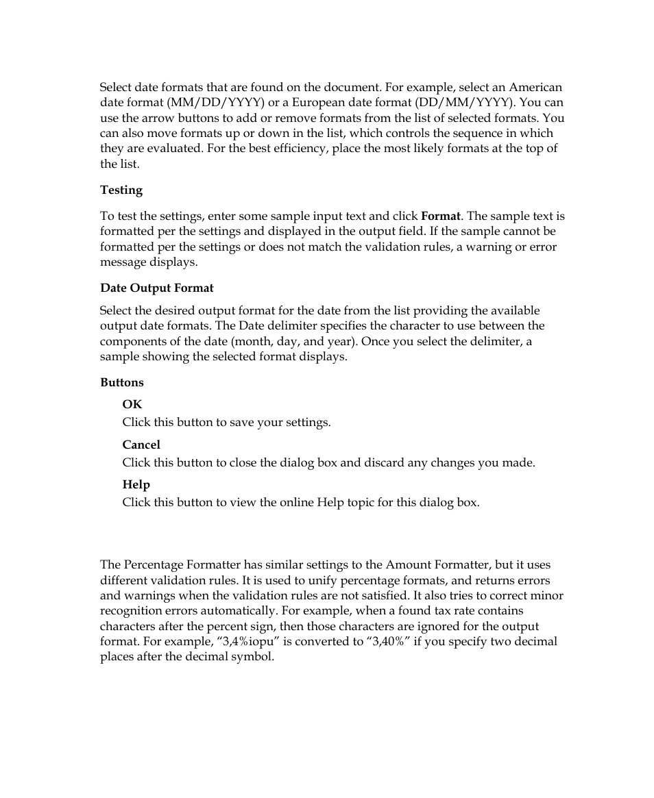 Percentage formatting properties dialog box | Kofax Getting Started with Ascent Xtrata Pro User Manual | Page 329 / 623