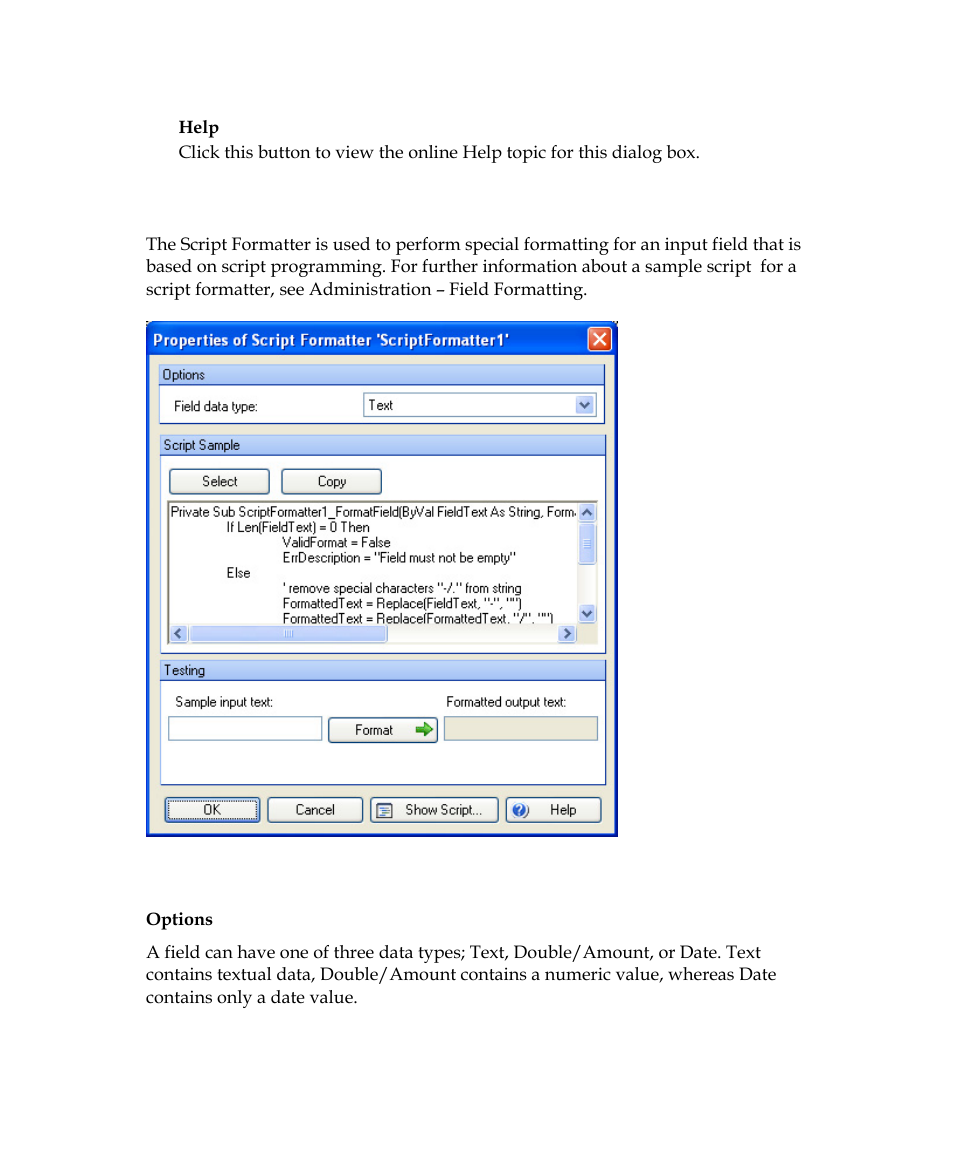 Script formatting properties dialog box | Kofax Getting Started with Ascent Xtrata Pro User Manual | Page 331 / 623