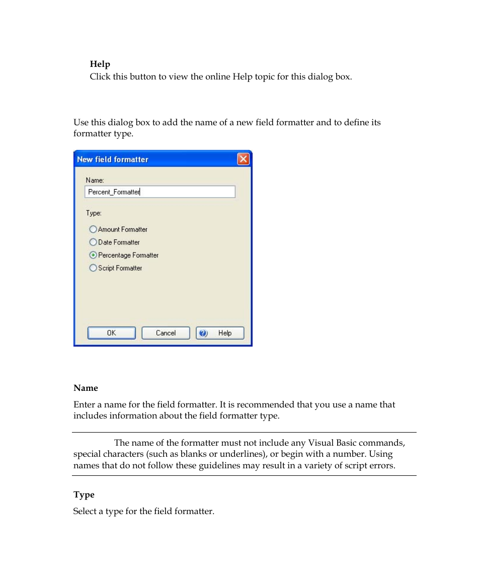 New field formatter dialog box | Kofax Getting Started with Ascent Xtrata Pro User Manual | Page 349 / 623