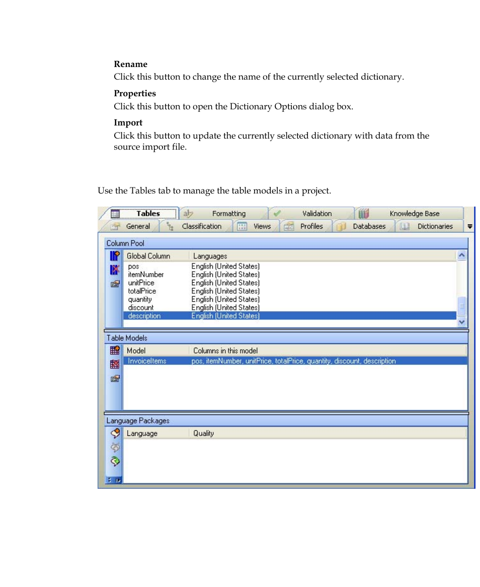 Project settings dialog box – tables tab, Og box to configure | Kofax Getting Started with Ascent Xtrata Pro User Manual | Page 366 / 623