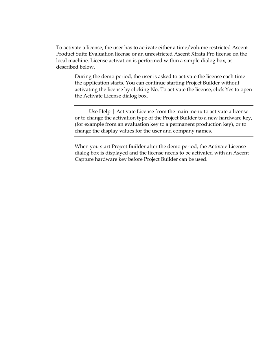 Activating a license | Kofax Getting Started with Ascent Xtrata Pro User Manual | Page 38 / 623