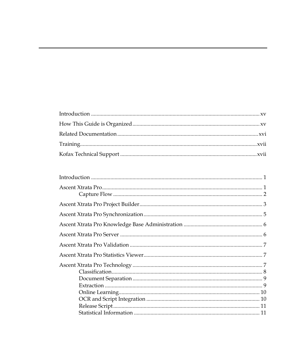 Kofax Getting Started with Ascent Xtrata Pro User Manual | Page 5 / 623