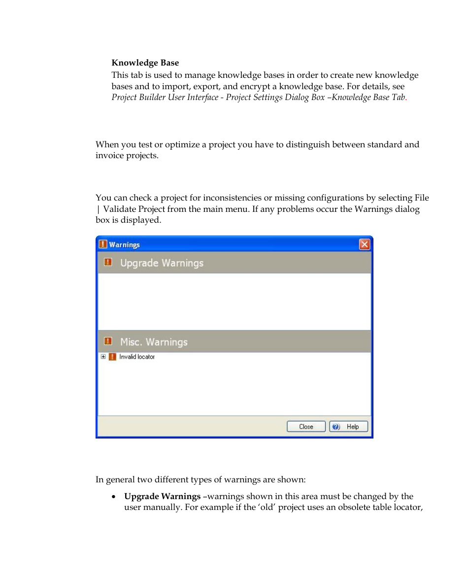 Testing and optimizing a project, Validate project | Kofax Getting Started with Ascent Xtrata Pro User Manual | Page 52 / 623