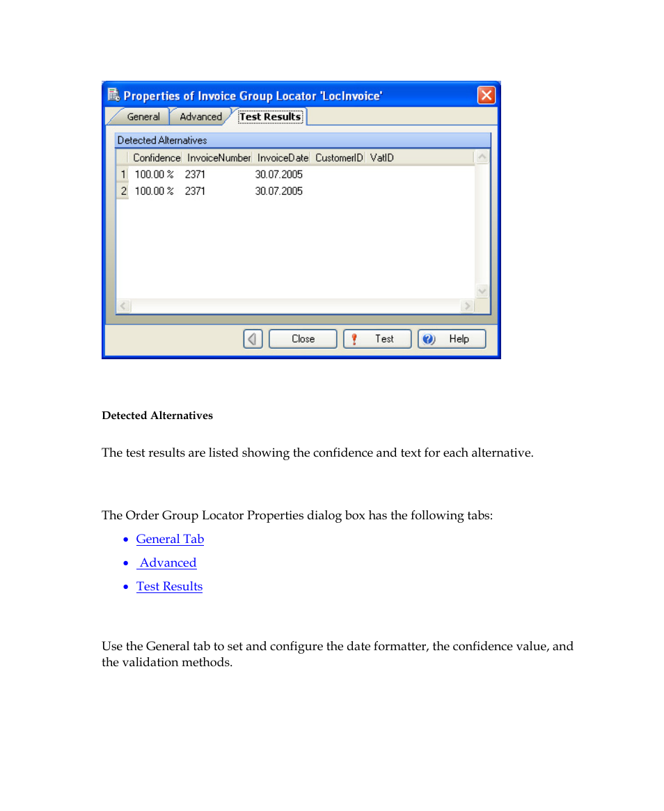 Order group locator properties dialog box | Kofax Getting Started with Ascent Xtrata Pro User Manual | Page 531 / 623
