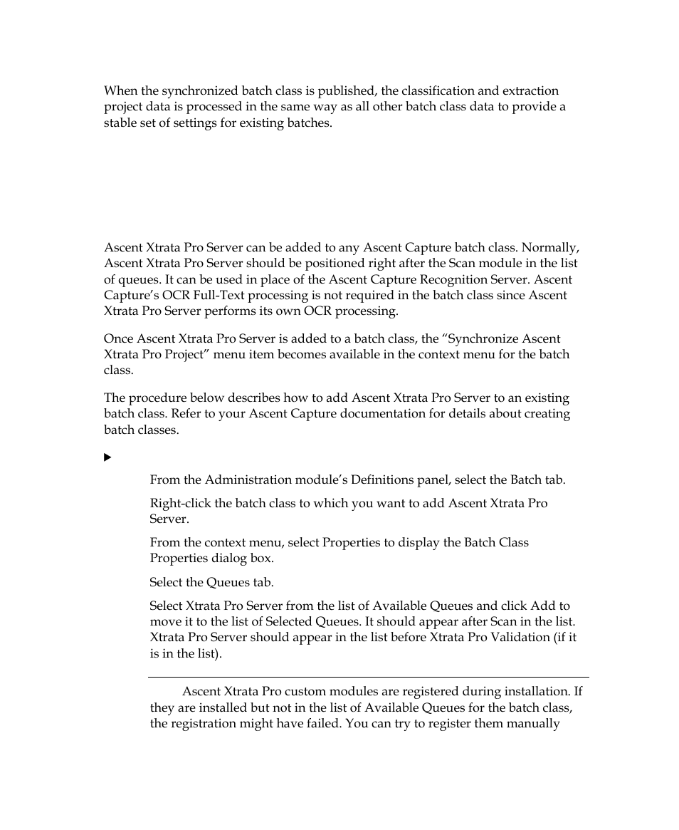 Adding ascent xtrata pro to a batch class | Kofax Getting Started with Ascent Xtrata Pro User Manual | Page 537 / 623