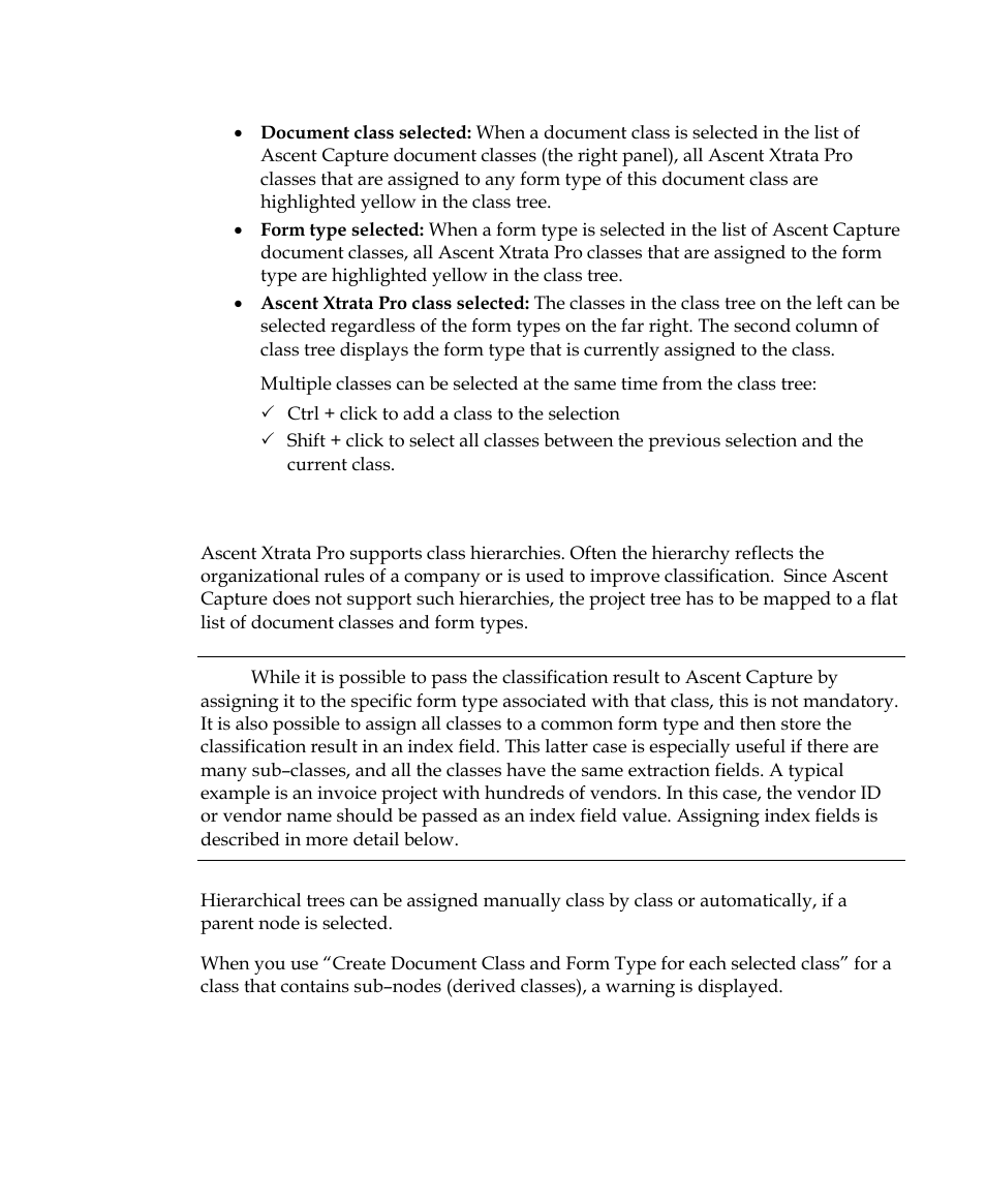 Assigning hierarchical class trees | Kofax Getting Started with Ascent Xtrata Pro User Manual | Page 546 / 623