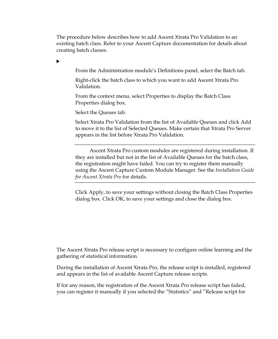 Using the release script | Kofax Getting Started with Ascent Xtrata Pro User Manual | Page 558 / 623