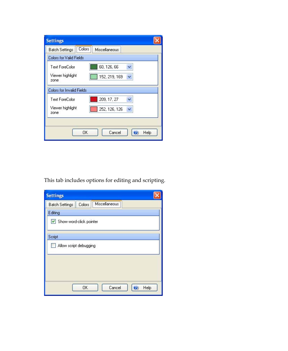 Miscellaneous tab | Kofax Getting Started with Ascent Xtrata Pro User Manual | Page 583 / 623
