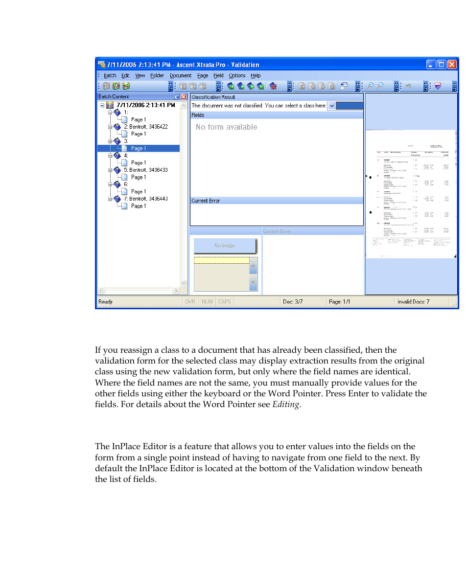 Using the tab key in the inplace editor | Kofax Getting Started with Ascent Xtrata Pro User Manual | Page 598 / 623
