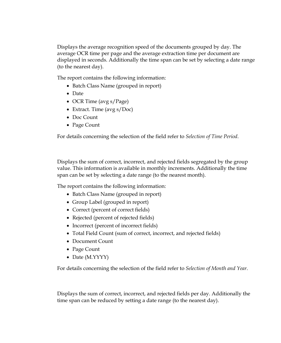 Document recognition timing per day, Recognition accuracy grouped, Recognition accuracy per day | Kofax Getting Started with Ascent Xtrata Pro User Manual | Page 612 / 623