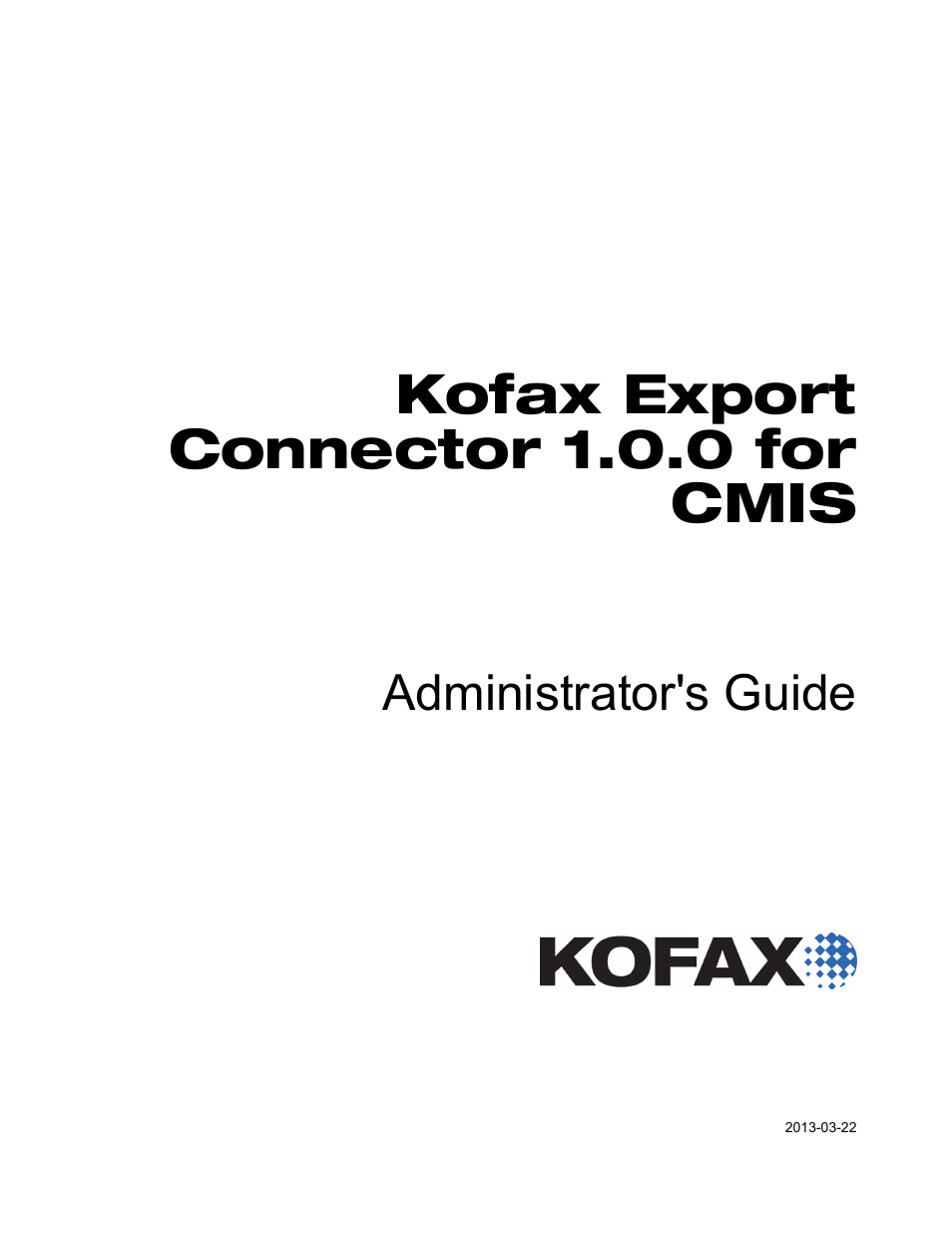 Kofax Export Connector 1.0.0 User Manual | 12 pages