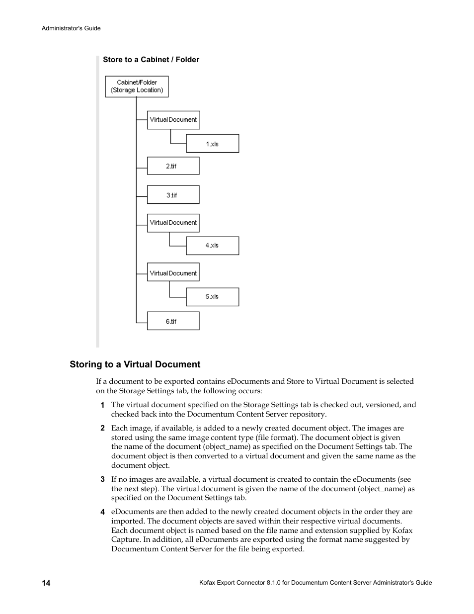 Storing to a virtual document | Kofax Export Connector 8.1.0 User Manual | Page 14 / 16