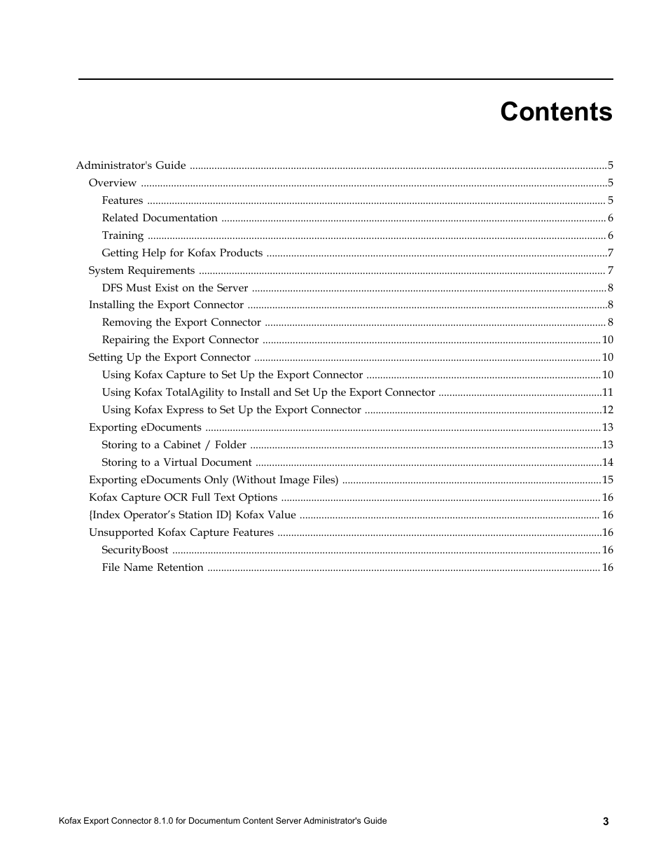 Kofax Export Connector 8.1.0 User Manual | Page 3 / 16