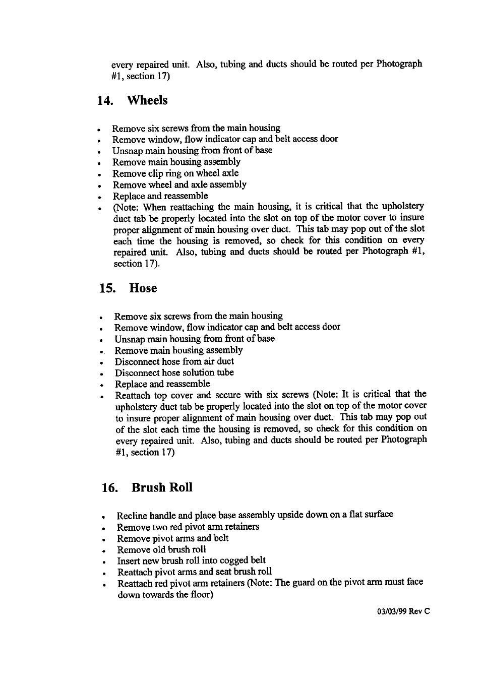 Wheels, Hose, Brush roll | Bissell 1697 User Manual | Page 10 / 10
