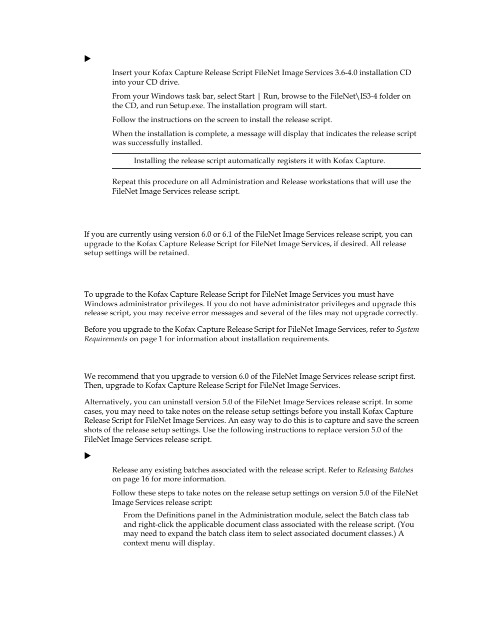 Upgrading the release script, Important note about upgrade | Kofax Release Script User Manual | Page 15 / 24