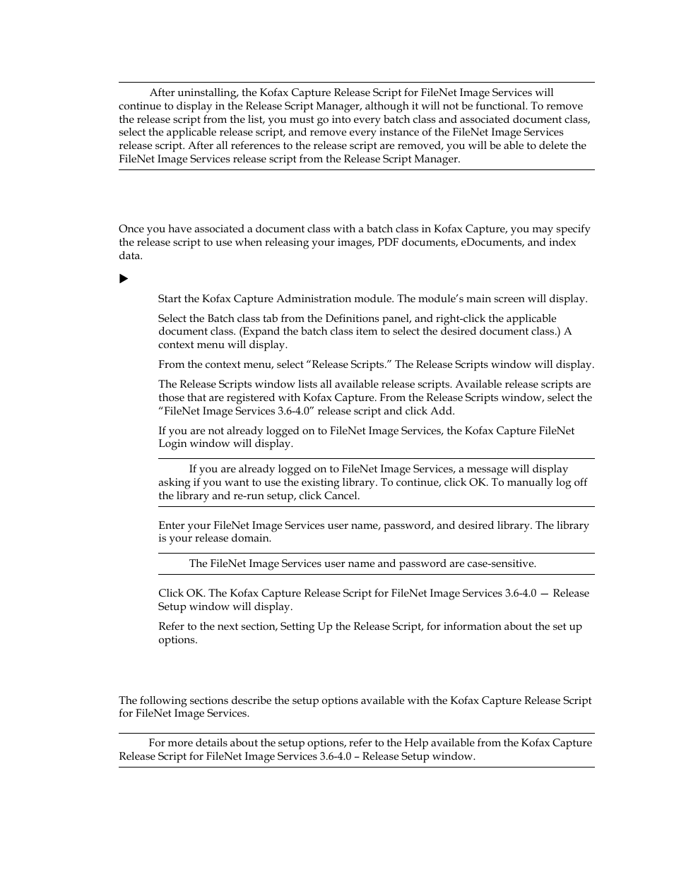 Logging on to the release script, Setting up the release script | Kofax Release Script User Manual | Page 18 / 24