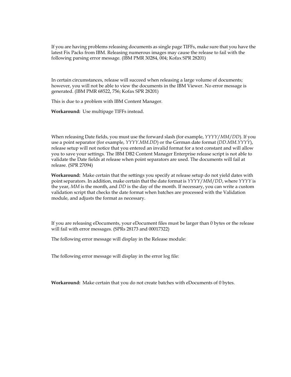 Releasing date fields, Releasing edocuments with 0 bytes | Kofax Ascen 7.0 Release Script User Manual | Page 39 / 48