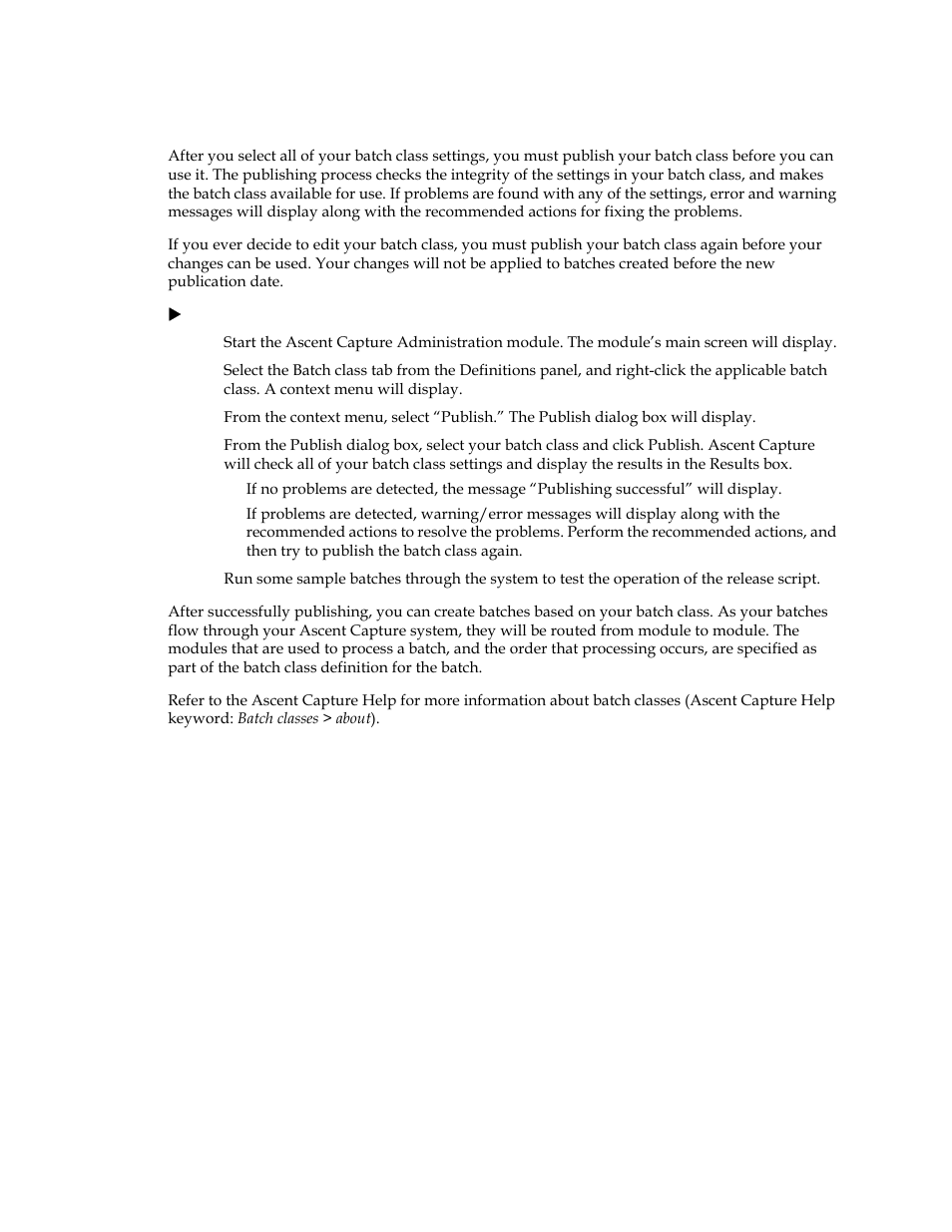 Publishing a batch class | Kofax Ascen 7.0 Release Script User Manual | Page 30 / 36