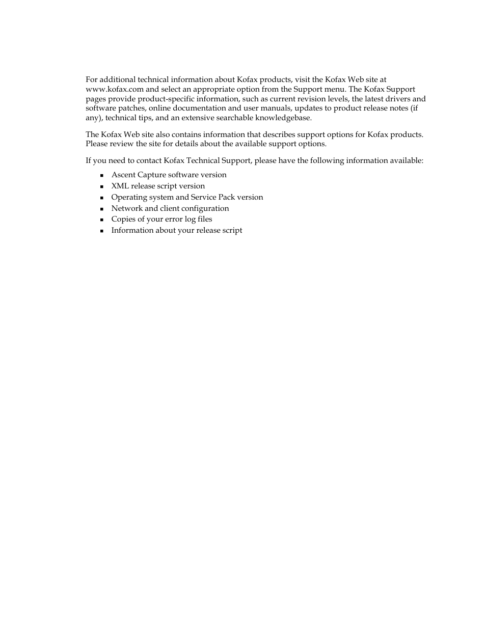 Kofax technical support | Kofax Ascen 7.0 Release Script User Manual | Page 36 / 36