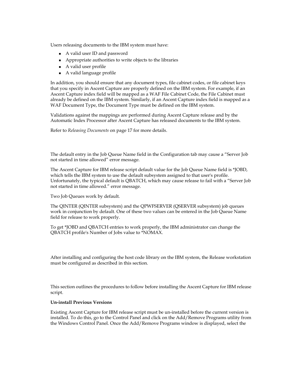 Configure or validate profiles, Note on default entry in job queue name, Release workstation setup tasks | Ascent capture | Kofax Ascent Captur User Manual | Page 10 / 30