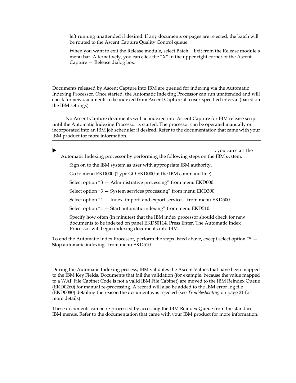 Automatic indexing processor, The ibm reindex queue | Kofax Ascent Captur User Manual | Page 22 / 30