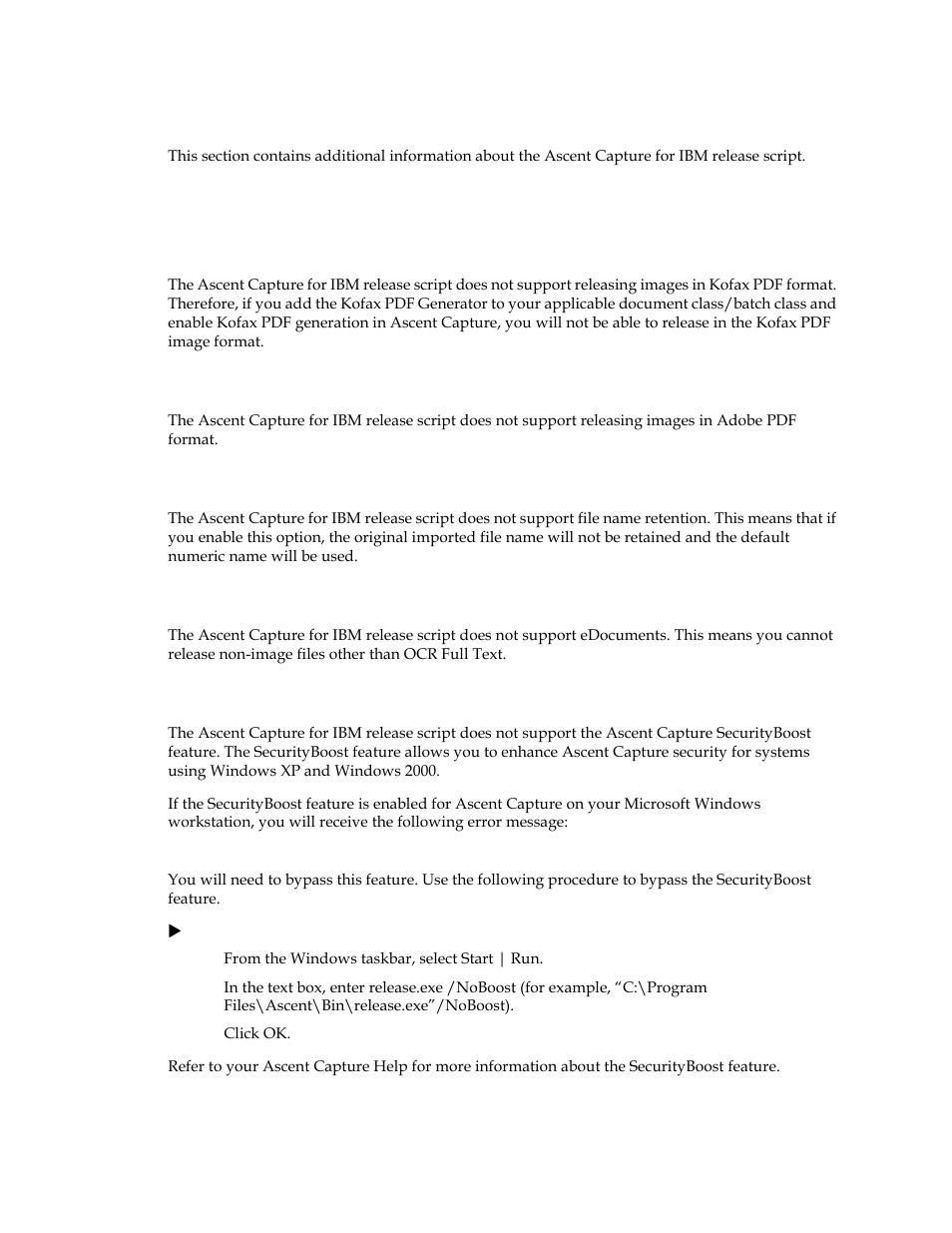 Additional information, Kofax pdf, Adobe pdf | File name retention, Edocuments, Securityboost | Kofax Ascent Captur User Manual | Page 8 / 30
