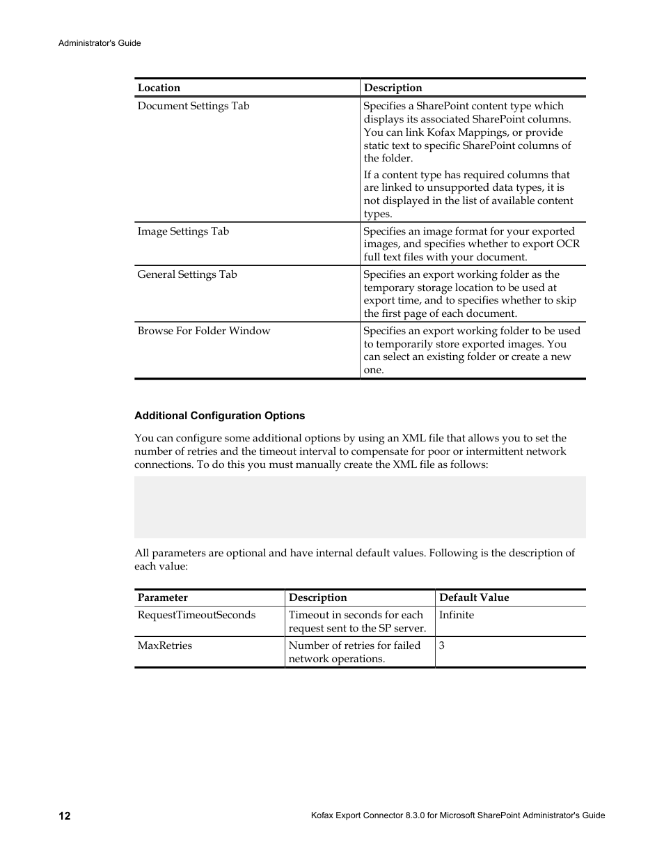 Additional configuration options | Kofax Export Connector 8.3.0 for Microsoft SharePoint User Manual | Page 12 / 18