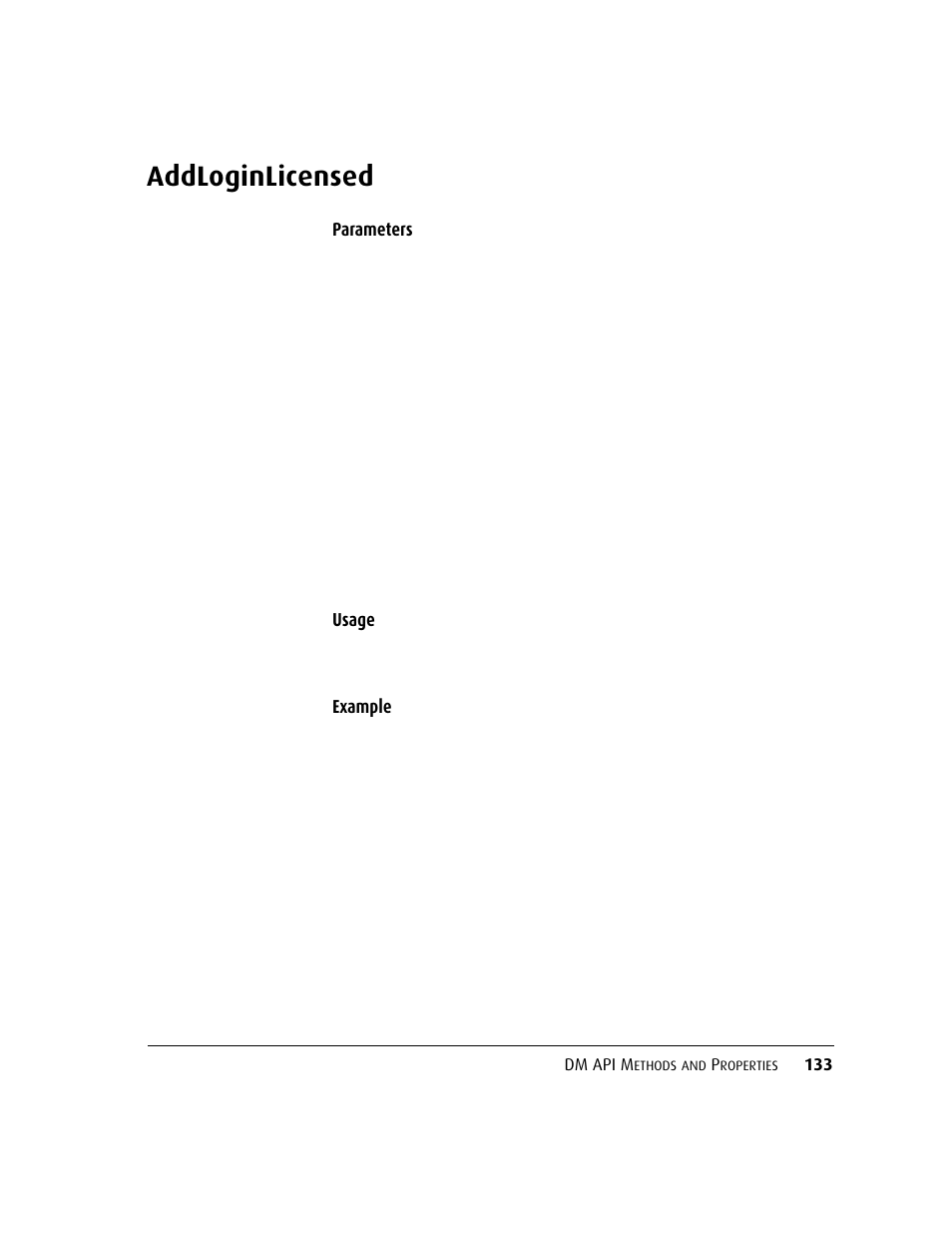 Addloginlicensed | Kofax DM API User Manual | Page 153 / 528