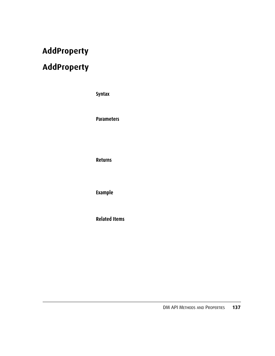 Addproperty, Addproperty 137 | Kofax DM API User Manual | Page 157 / 528