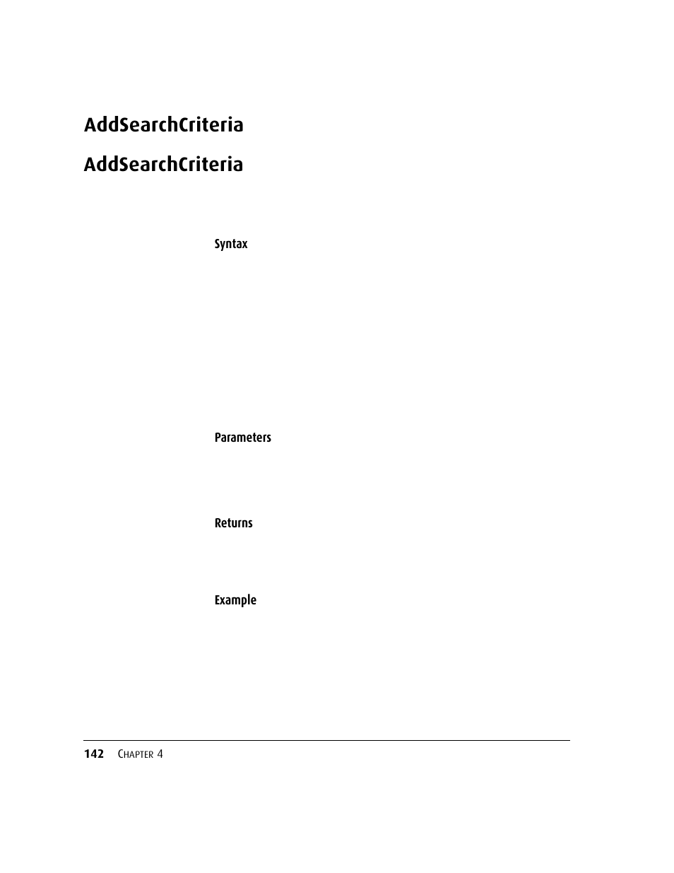 Addsearchcriteria, Addsearchcriteria 142, Ec.addsearchcriteria | Addsearchcriteria "au, T.addsearchcriteria "d, Oc.addsearchcriteria | Kofax DM API User Manual | Page 162 / 528