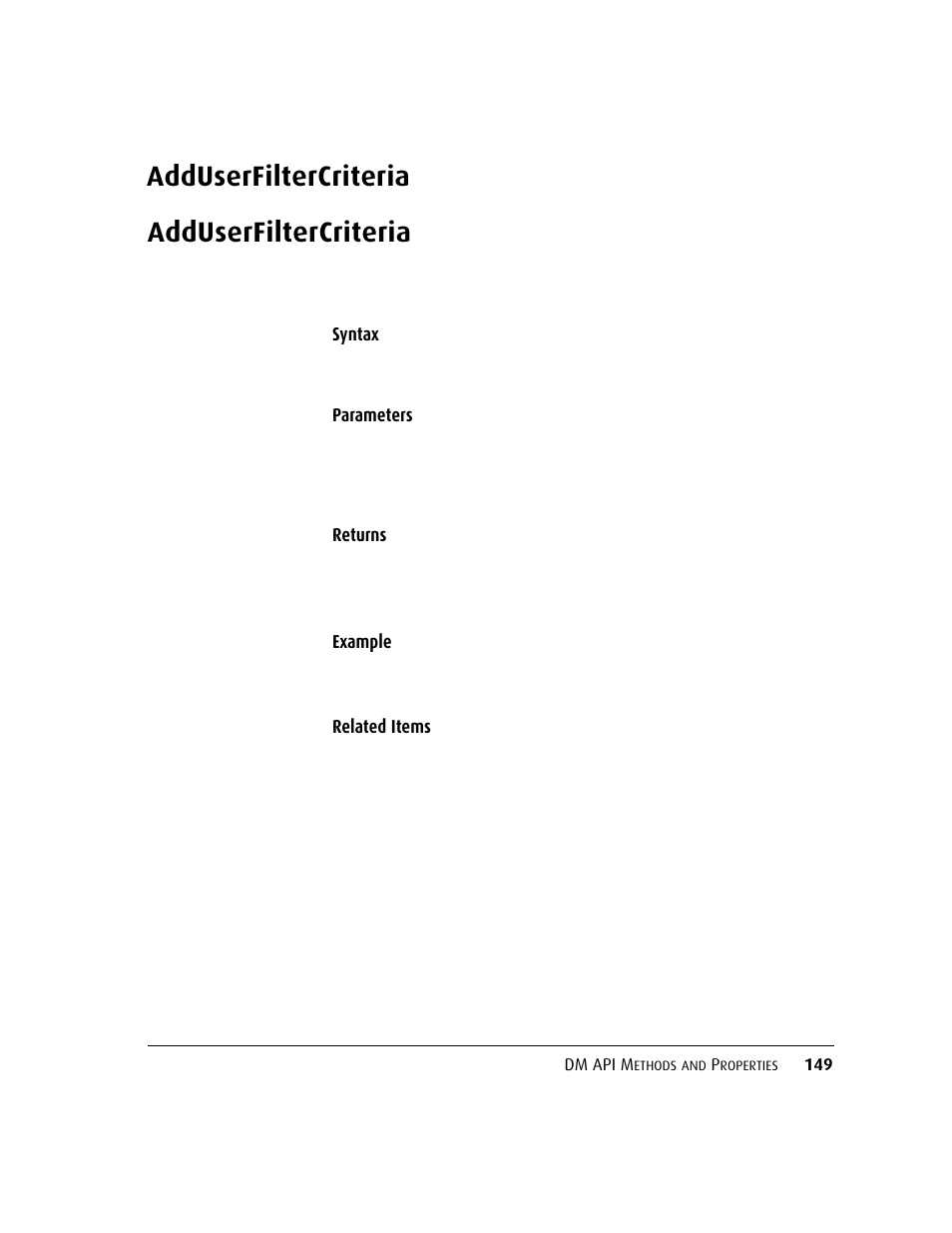 Adduserfiltercriteria | Kofax DM API User Manual | Page 169 / 528