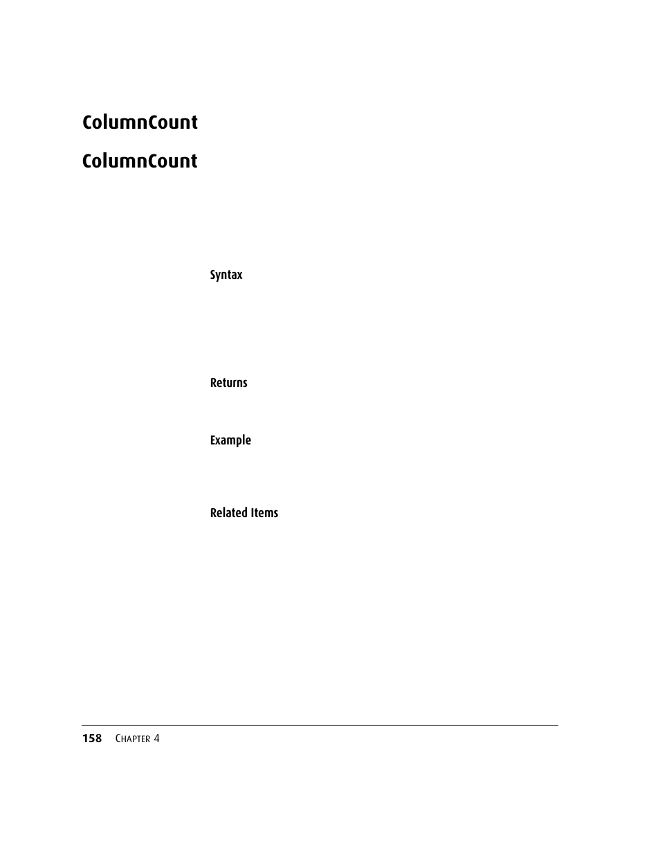 Columncount | Kofax DM API User Manual | Page 178 / 528