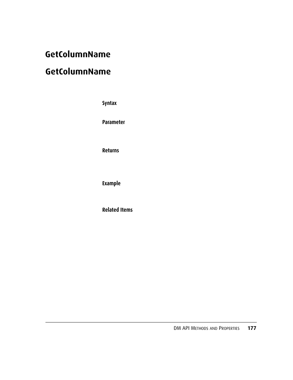 Getcolumnname | Kofax DM API User Manual | Page 197 / 528