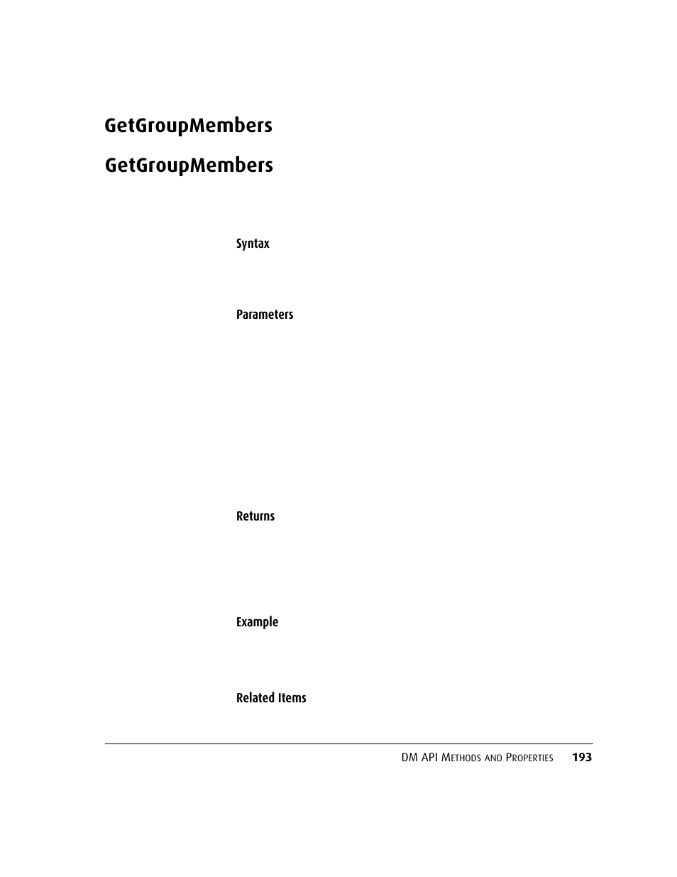 Getgroupmembers | Kofax DM API User Manual | Page 213 / 528