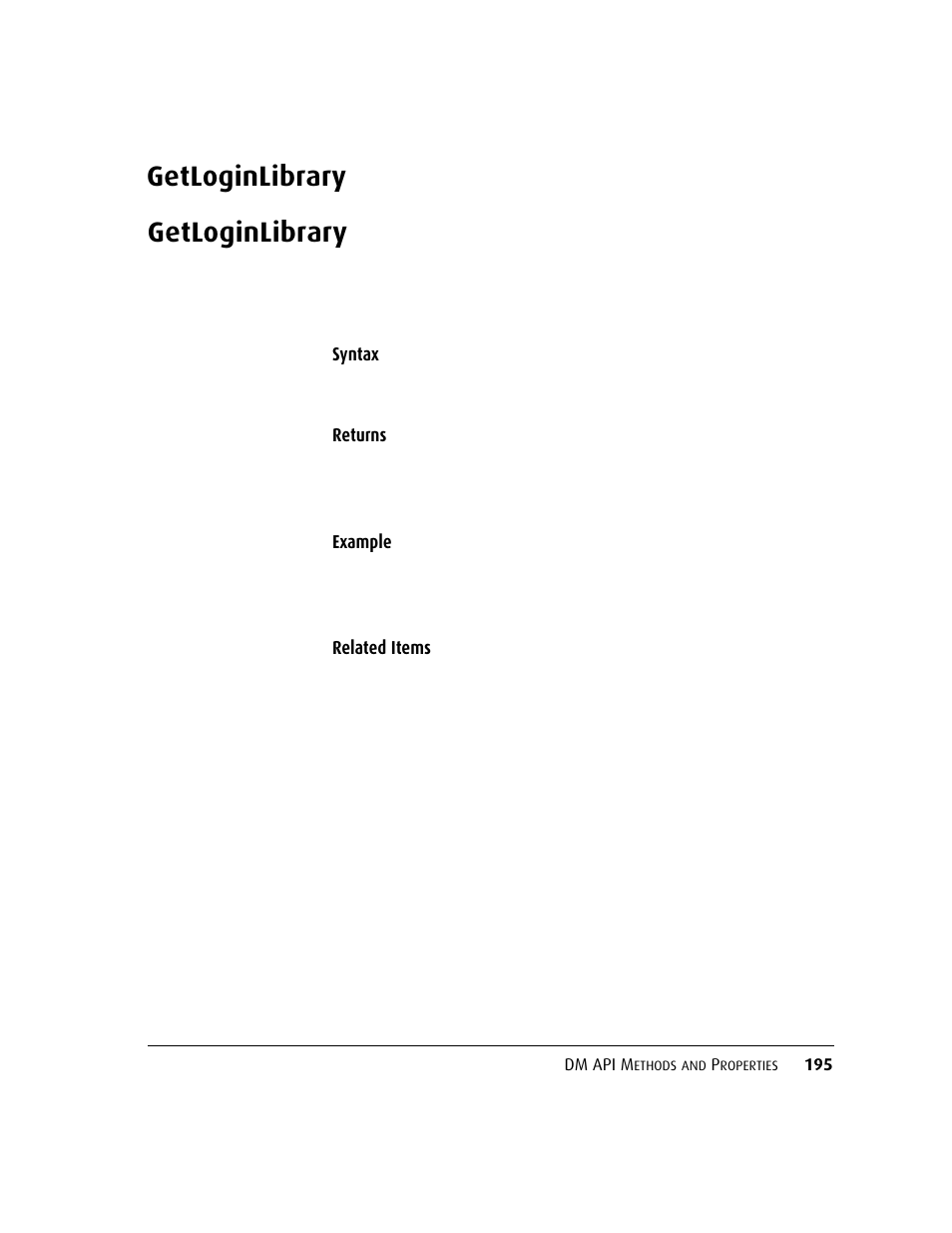 Getloginlibrary, Getloginlibrary 19, N.getloginlibrary() | In.getloginlibrary | Kofax DM API User Manual | Page 215 / 528