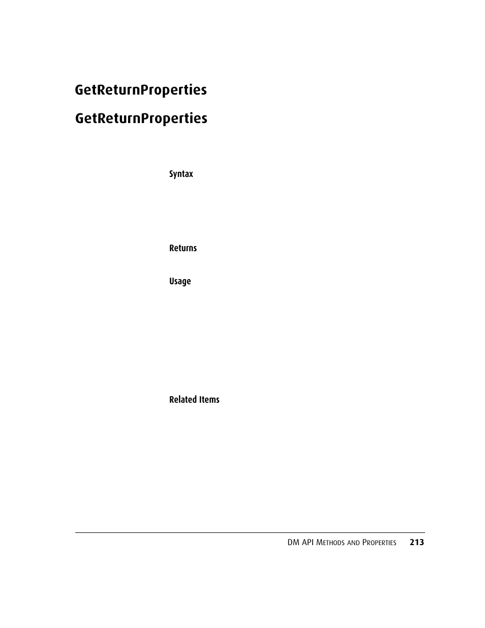 Getreturnproperties | Kofax DM API User Manual | Page 233 / 528